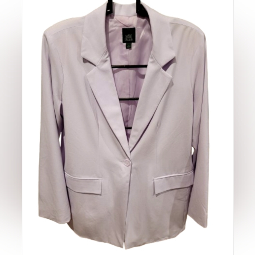 wild fable Single-Button Long Blazer Pastel Lilac Large - Picture 3 of 15
